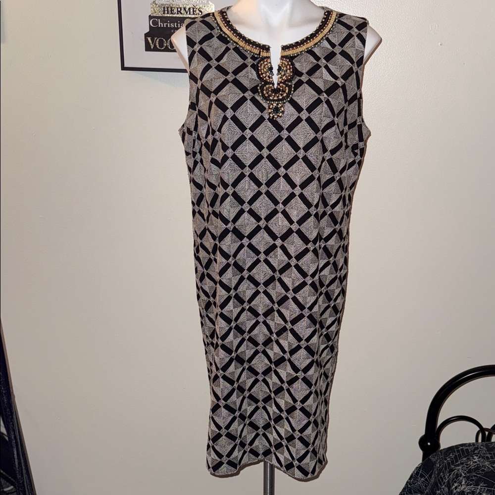 Ellen Tracy Elegant Geometric Patterned Dress - image 1